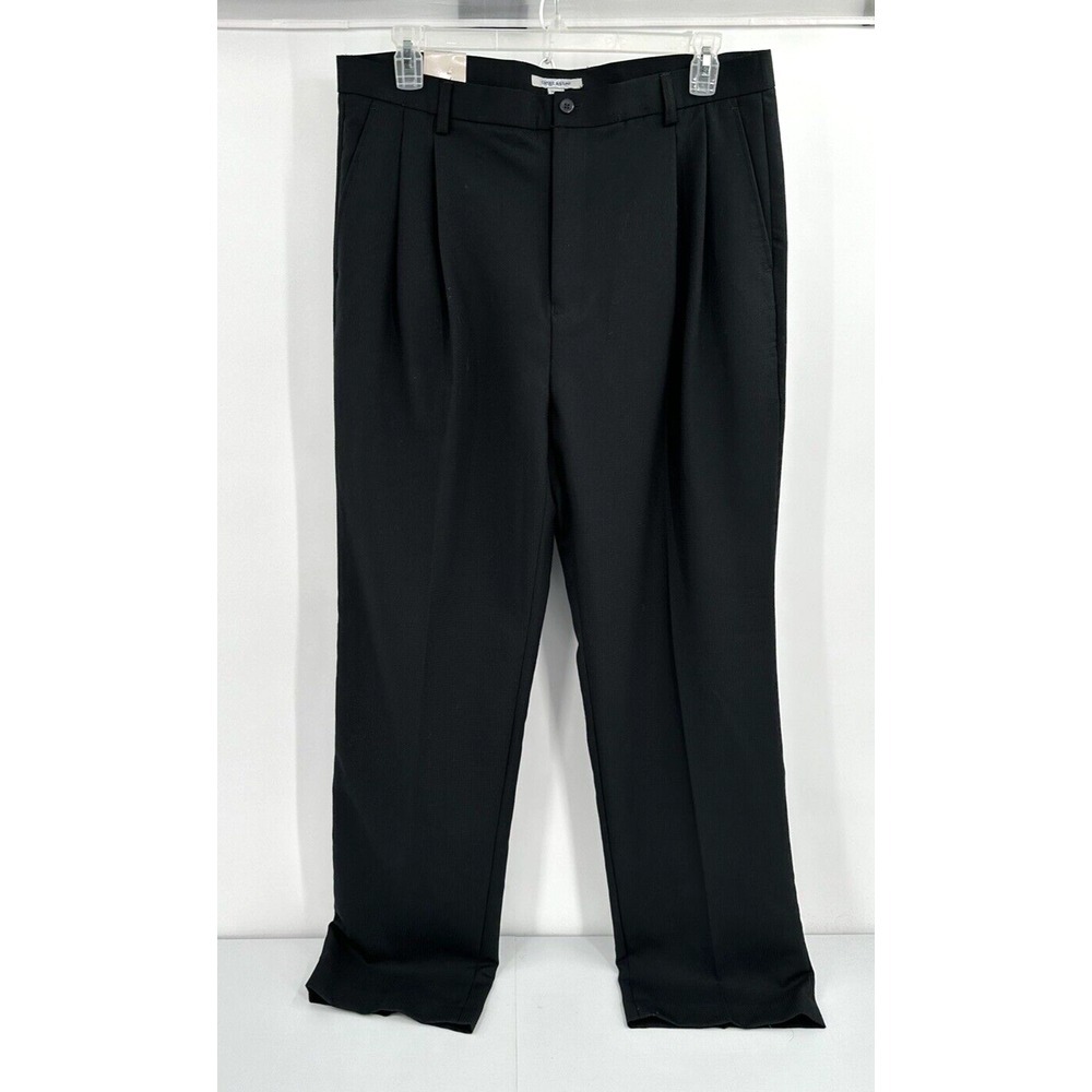 OLEG CASSINI PLEATED FRONT BLACK DRESS PANTS Men's Size‎ 38 X 32.5 NEW WITH TAGS